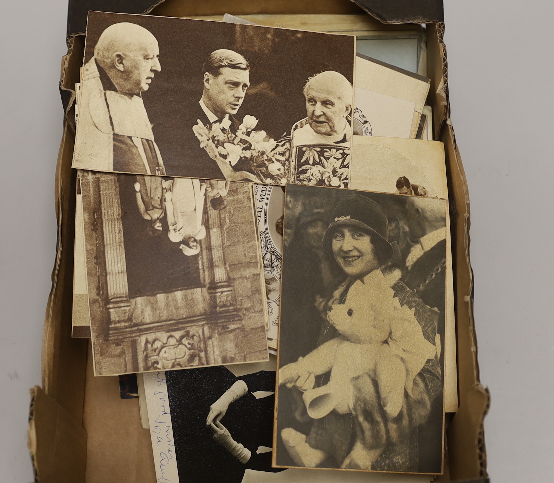 A group of “Royal Family” commemorative postcards, film stars from the 1920’s, 30’s and 40’s, topographical and general postcards etc and greetings cards